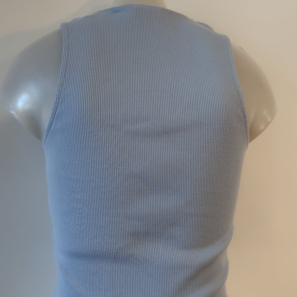 Veronica Beard Light Blue Ribbed Button Front Tank - Picture 9 of 12